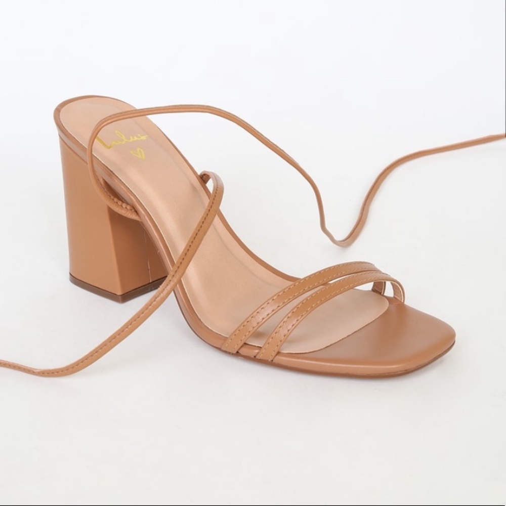 Tarrie Cognac Nappa Leather Lace-Up High Heel Sandals